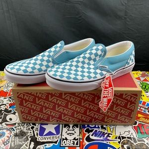 Vans Classic Slip On Blue Checkered Womens
